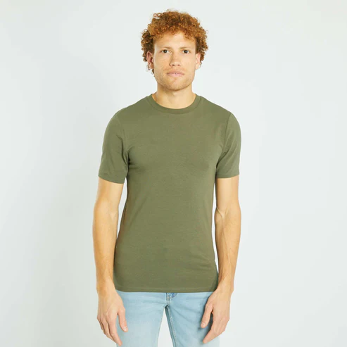 green round neck cotton muscle fit t-shirt